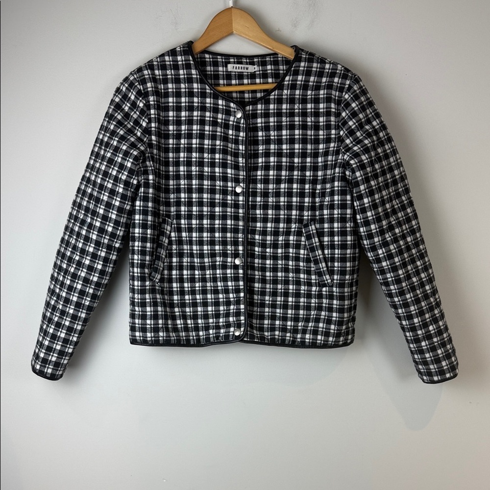 Farrow Quilted Black and White Checkered Jacket Size Medium